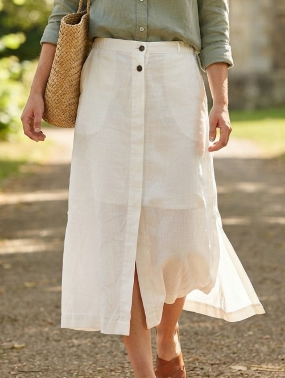 Lapis White Midi Skirt NWT Size 10